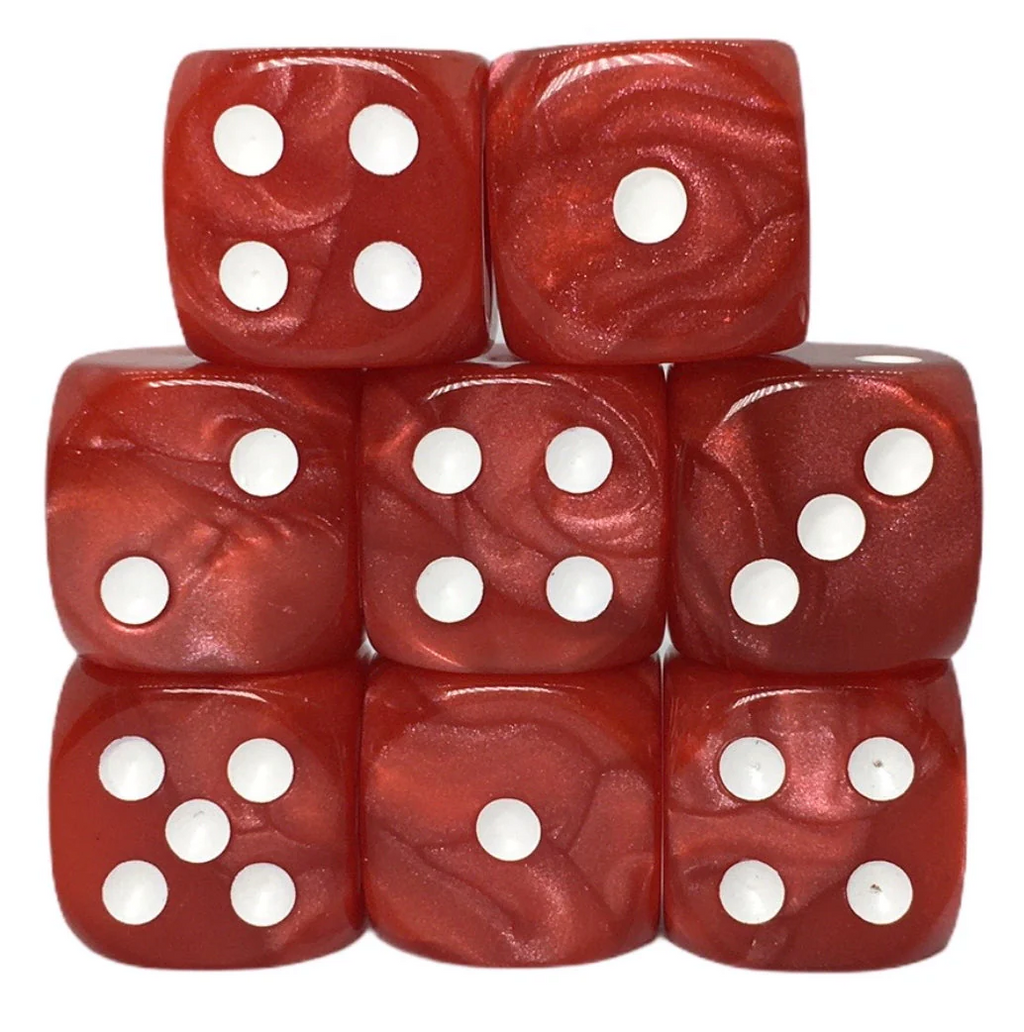 Role 4 Initiative Poly Dice Set Marble Red with White Numbers Arch'd4 15 Ct R4i-50204-FC