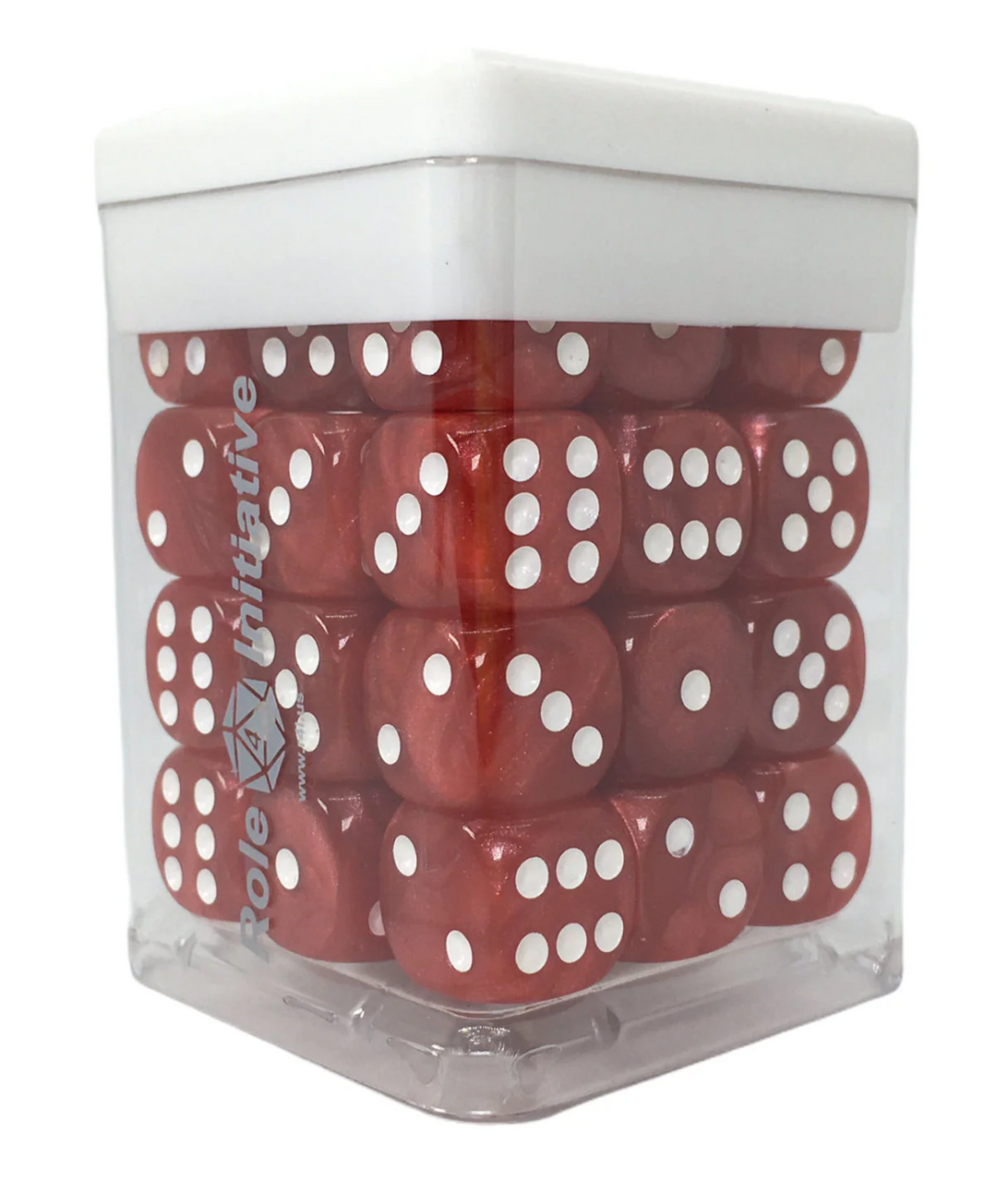Role 4 Initiative Poly Dice Set Marble Red with White Numbers Arch'd4 15 Ct R4i-50204-FC