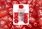 Role 4 Initiative Poly Dice Set Marble Red with White Numbers Arch'd4 15 Ct R4i-50204-FC
