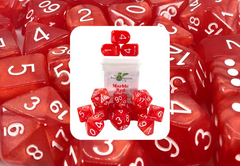 Role 4 Initiative Poly Dice Set Marble Red with White Numbers Arch'd4 15 Ct R4i-50204-FC