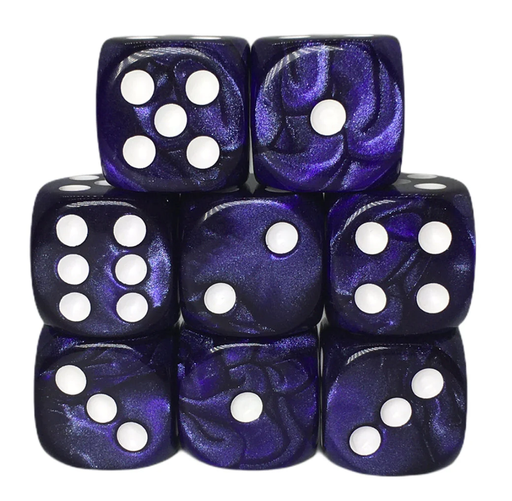 Role 4 Initiative Large High Visibility Polyhedral Dice Set Marble Purple with Arch'd4 7 Ct R4i-50203-7C
