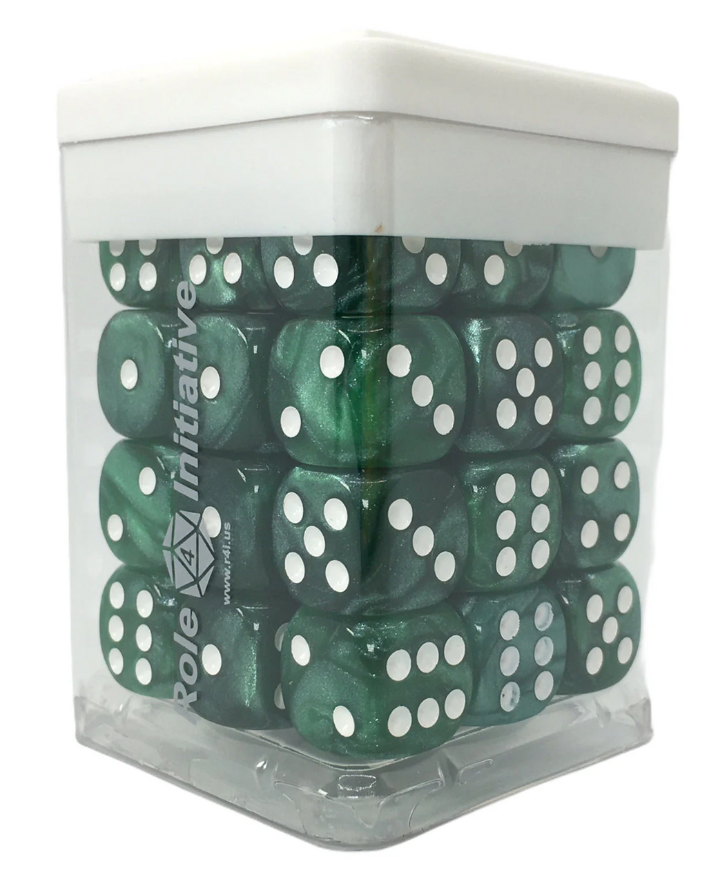 Role 4 Initiative Large High Visibility Polyhedral Dice Set Marble Green with Arch'd4 7 Ct R4i-50202-7C