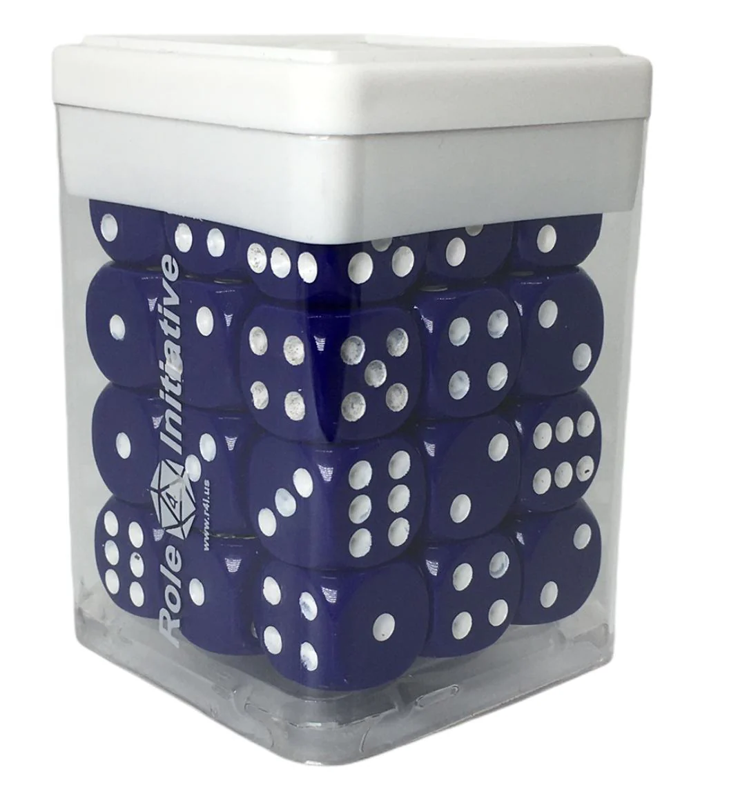 Role 4 Initiative Poly Dice Set Marble Blue with White Numbers Arch'd4 15 Ct R4i-50201-FC