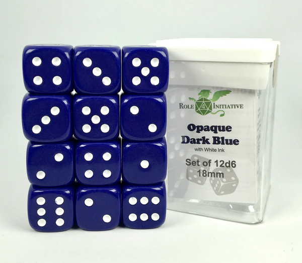 Role 4 Initiative Poly Dice Set Marble Blue with White Numbers Arch'd4 15 Ct R4i-50201-FC