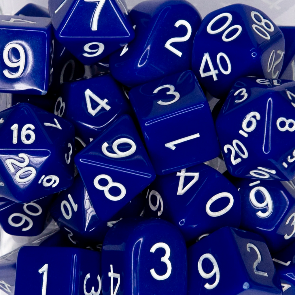 Role 4 Initiative Poly Dice Set Marble Blue with White Numbers Arch'd4 15 Ct R4i-50201-FC