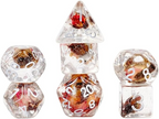 Metallic Dice Games 16mm Resin Poly Set Rose w/Silver 7 Role Playing Game Dice for Dungeons and Dragons MTD751