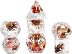 Metallic Dice Games 16mm Resin Poly Set Rose w/Silver 7 Role Playing Game Dice for Dungeons and Dragons MTD751