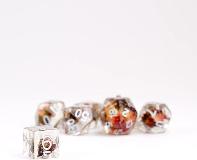 Metallic Dice Games 16mm Resin Poly Set Rose w/Silver 7 Role Playing Game Dice for Dungeons and Dragons MTD751