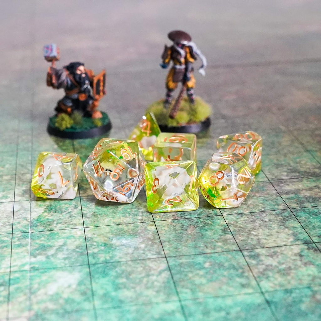 Metallic Dice Games 16mm Resin Poly Set Elephant w/Gold 7 Role Playing Game Dice for Dungeons and Dragons MTD755