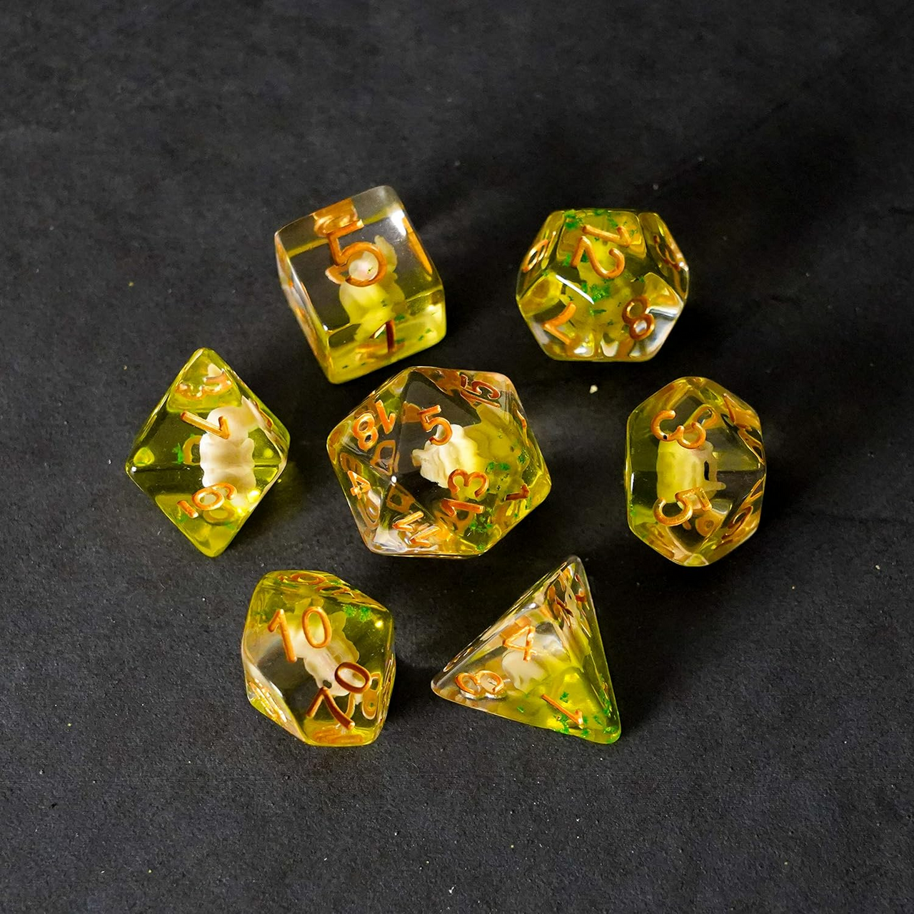 Metallic Dice Games 16mm Resin Poly Set Elephant w/Gold 7 Role Playing Game Dice for Dungeons and Dragons MTD755
