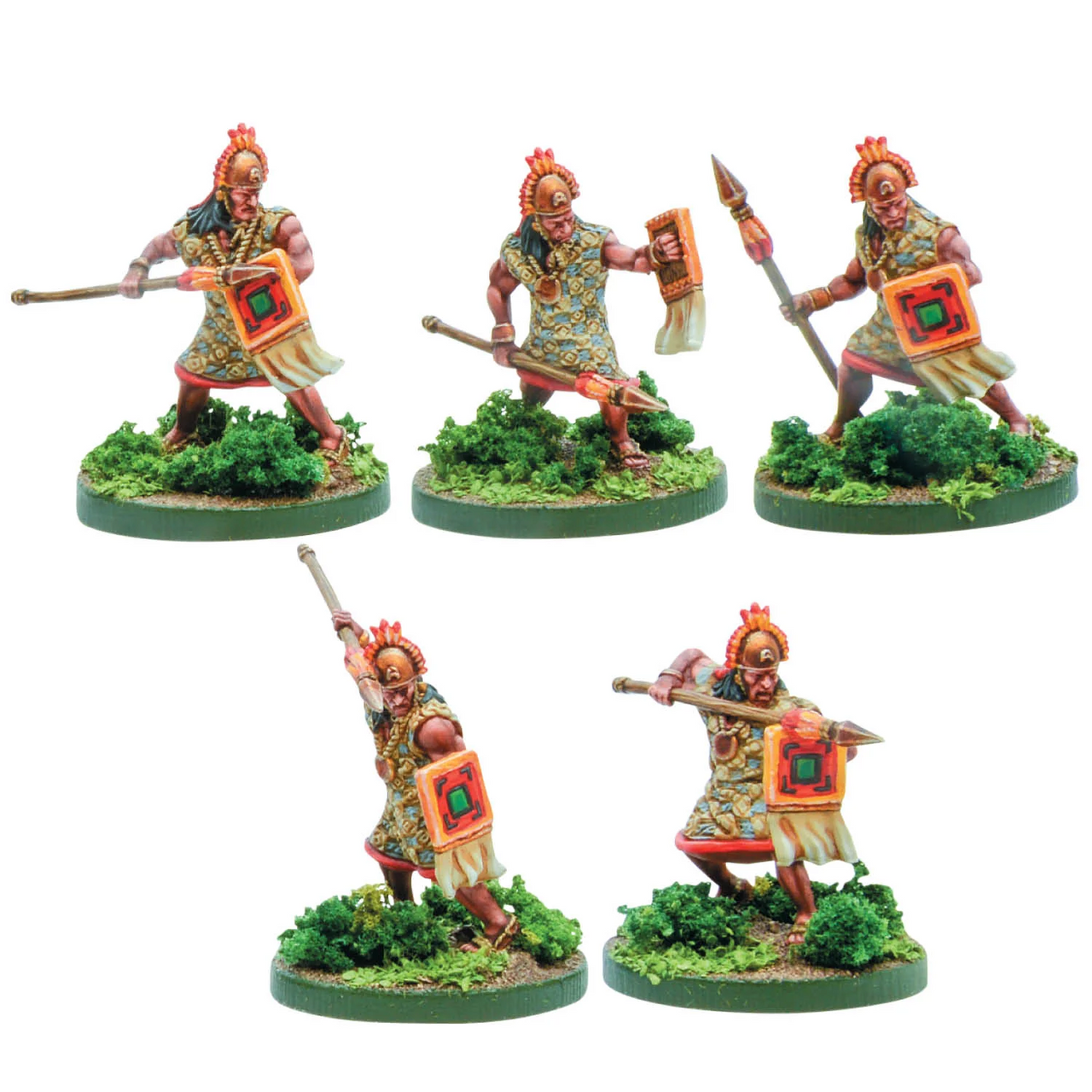 Mythic Earth Cuzco Warriors With Spears Inca 5 Metal Miniatures Figures Set MSMA08