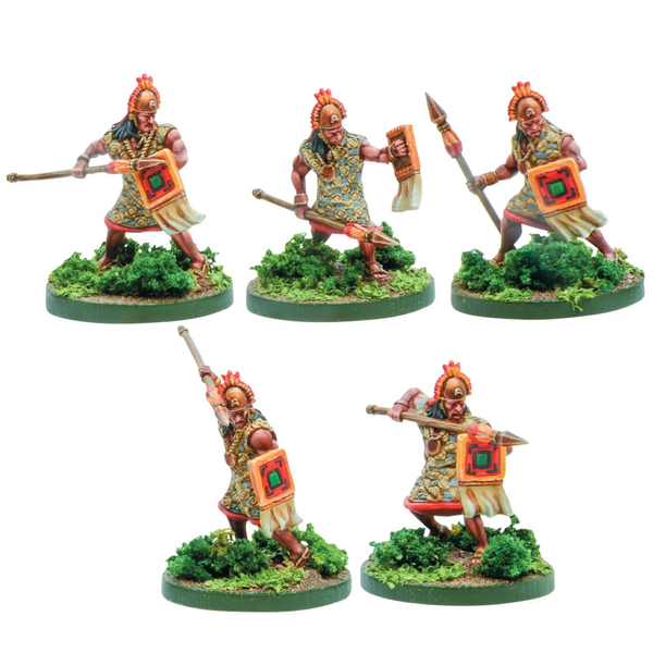 Mythic Earth Cuzco Warriors With Spears Inca 5 Metal Miniatures Figures Set MSMA08