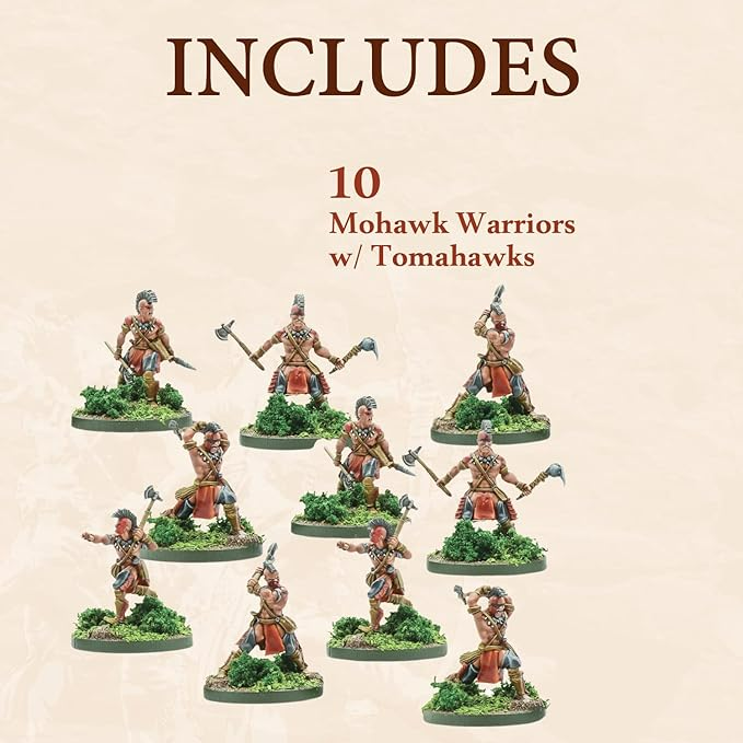 Mythic Earth Tribal Nations Mohawk Warriors With Tomahawks 5 Metal Miniature Figures Set MSMA15
