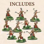 Mythic Earth Tribal Nations Mohawk Warriors With Tomahawks 5 Metal Miniature Figures Set MSMA15