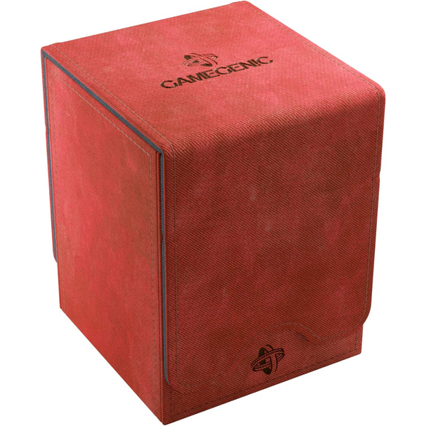 Gamegenic Squire 100+ Convertible Deck Box Card Storage Box with Removable Cover Holds 100 Double Sleeved Cards Red Color GG2017