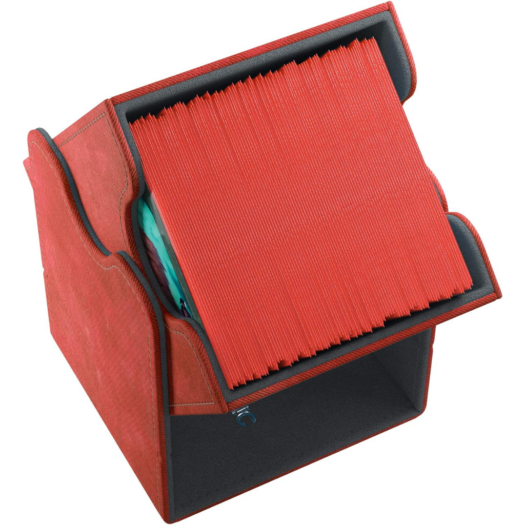 Gamegenic Squire 100+ Convertible Deck Box Card Storage Box with Removable Cover Holds 100 Double Sleeved Cards Red Color GG2017