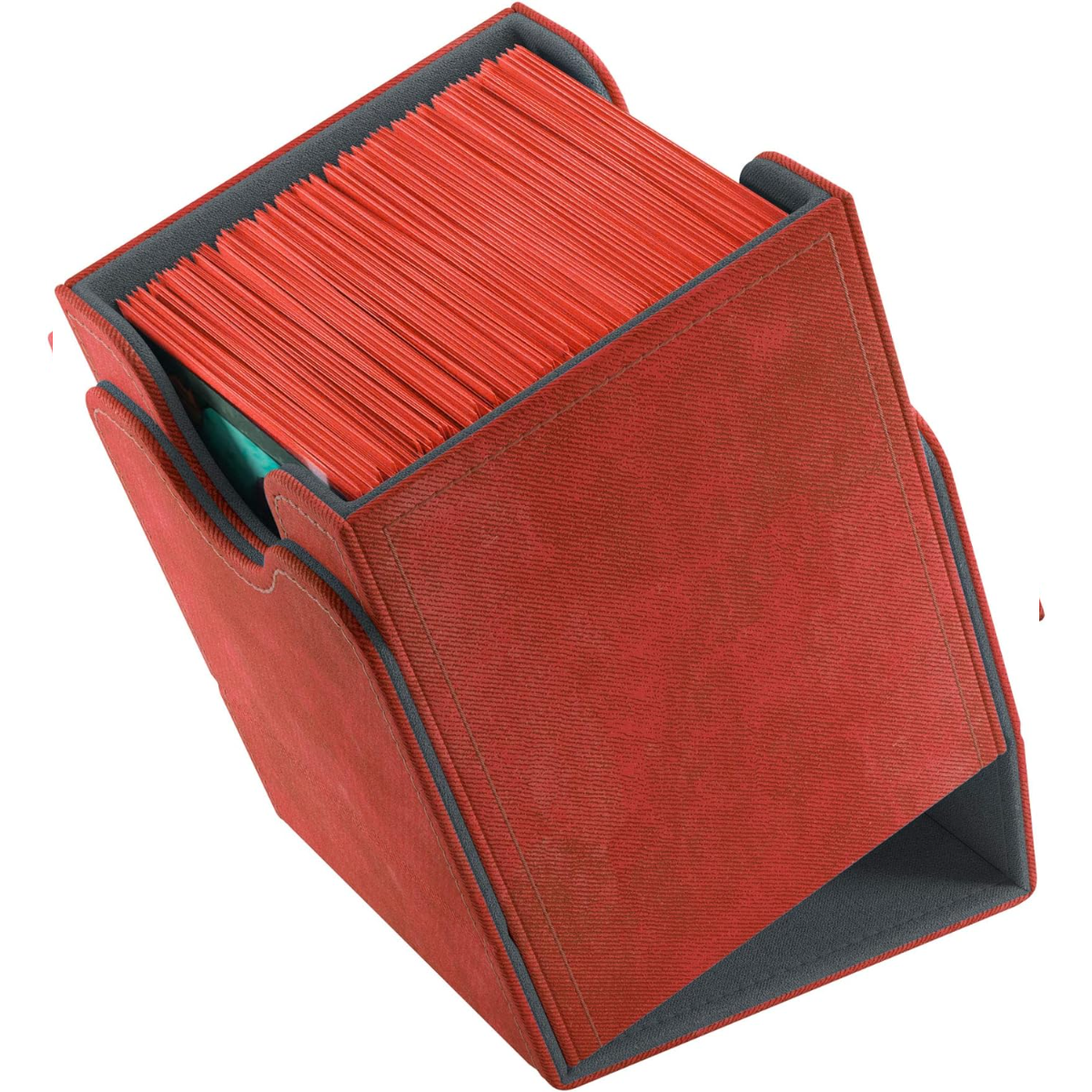 Gamegenic Squire 100+ Convertible Deck Box Card Storage Box with Removable Cover Holds 100 Double Sleeved Cards Red Color GG2017