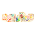 Metallic Dice Games 16mm Resin Poly Set Critical Loops w/White 7 Role Playing Game Dice for Dungeons and Dragons MTD753