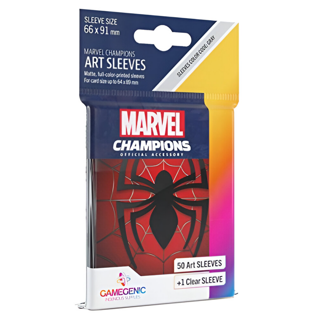 Gamegenic Marvel Champions The Card Game Official Spider Man Art Sleeves Pack of 50 Art Sleeves and 1 Clear Sleeve Card Game Holder G10093