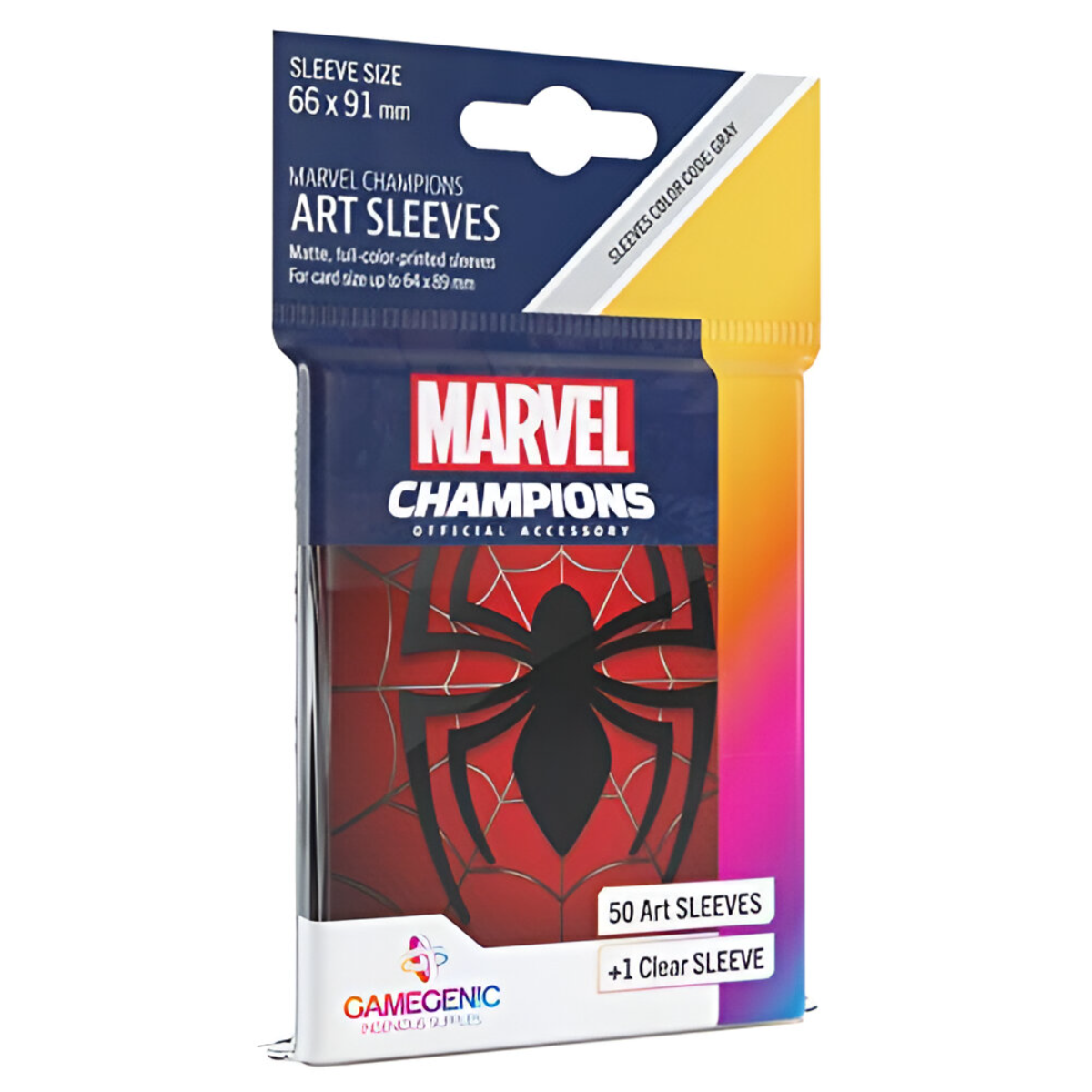 Gamegenic Marvel Champions The Card Game Official Spider Man Art Sleeves Pack of 50 Art Sleeves and 1 Clear Sleeve Card Game Holder G10093