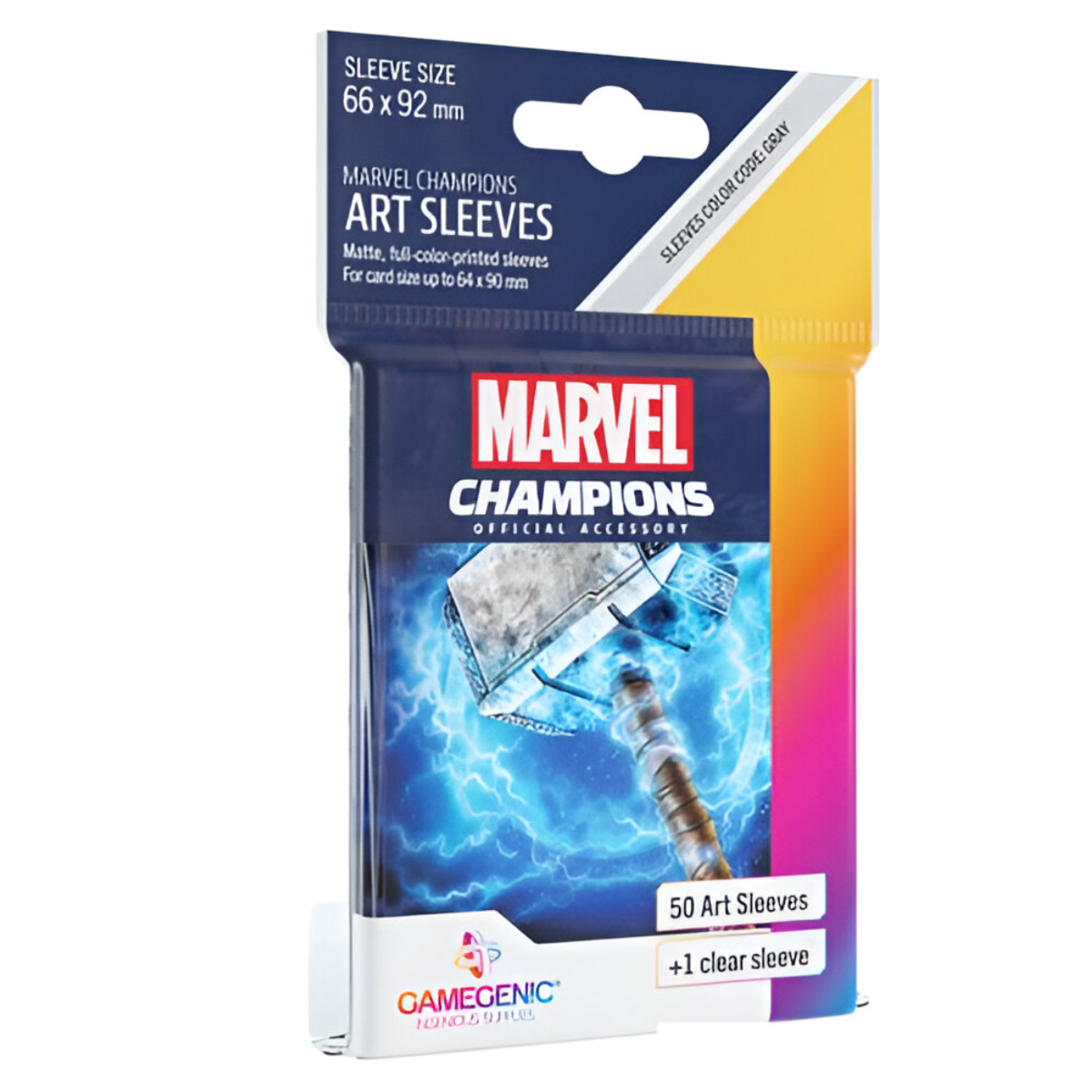 Gamegenic Marvel Champions The Card Game Official Thor Art Sleeves Pack of 50 Art Sleeves and 1 Clear Sleeve Card Game Holder G15012