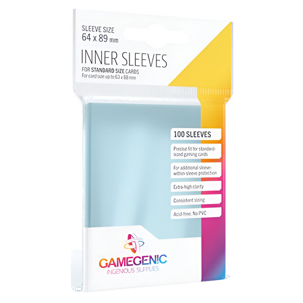 Gamegenic Inner Sleeves Pack of 100 Clear Standard Card Game Sleeves for Board Games and Card Games hold Up to 100 TCG Decks and Gaming Cards GG1013