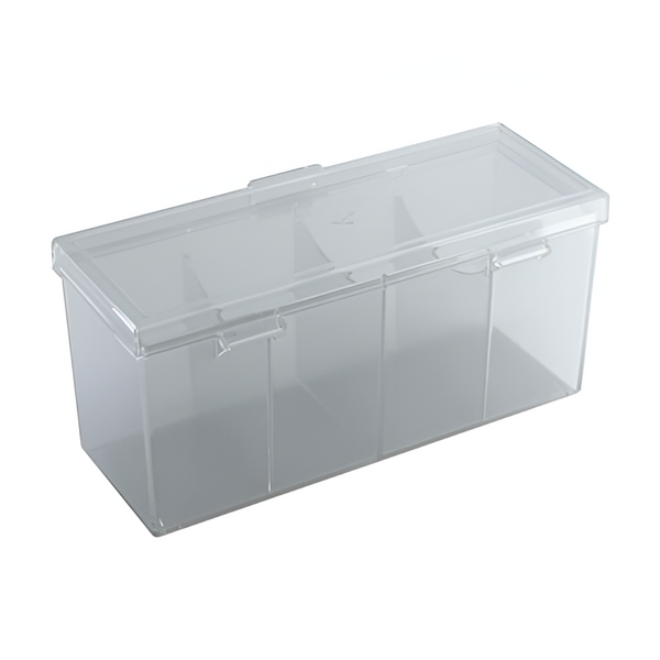 Gamegenic Fourtress 320+ Casual Deck Box Double Sleeved Card Storage with Flex Card Divider Holds up to 320 Cards Clear Color GG2516