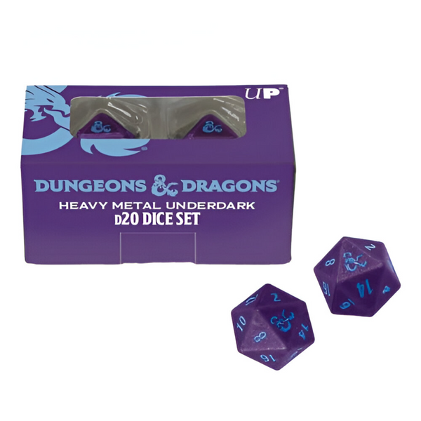 Ultra PRO Dungeons & Dragons RPG Phandelver Campaign 2D20 Heavy Metal Dice Royal Purple and Sky Blue UPI-19858