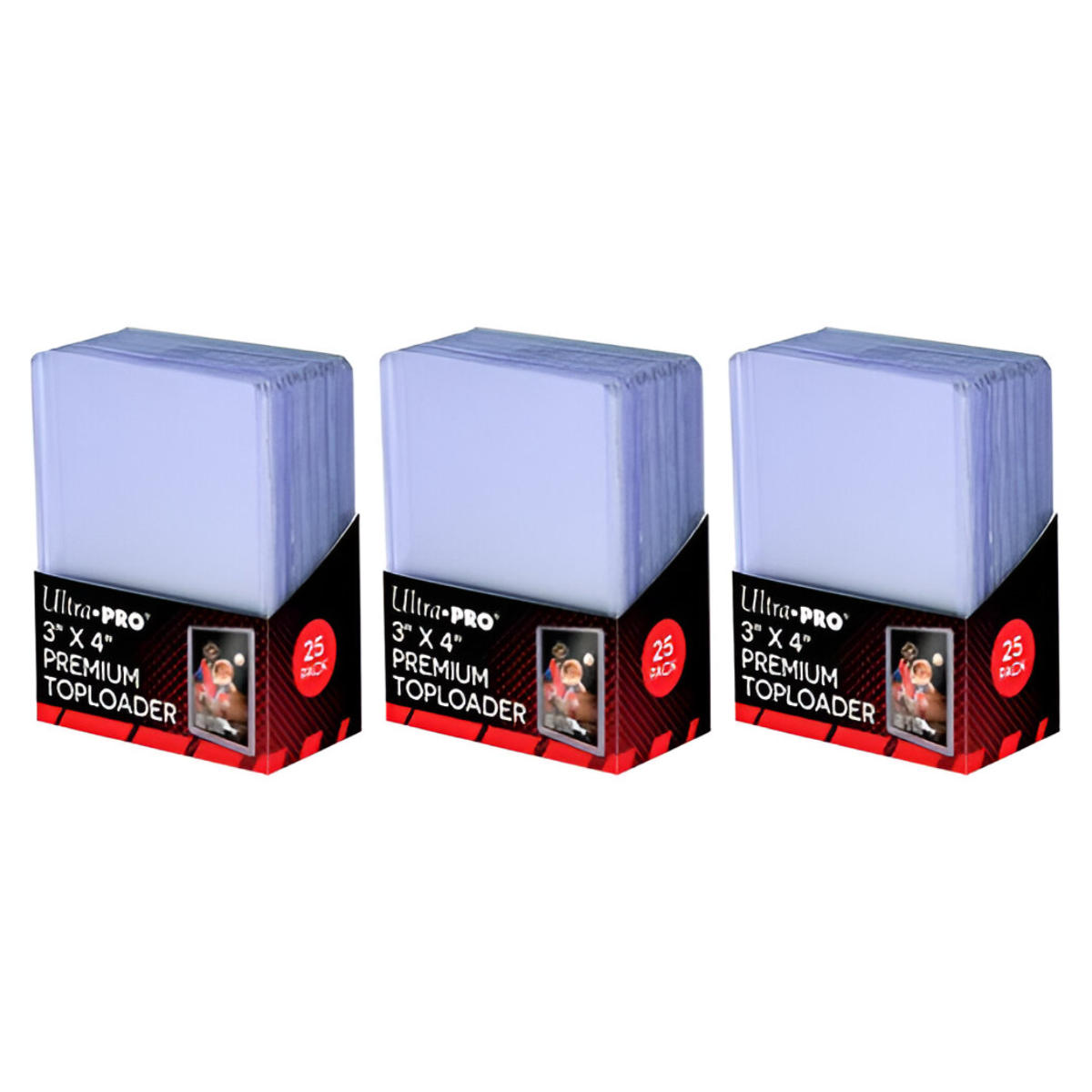 Ultra Pro 3" x 4" Super Clear Premium Toploader Card Protector | 25-Count per Pack | 3-Packs