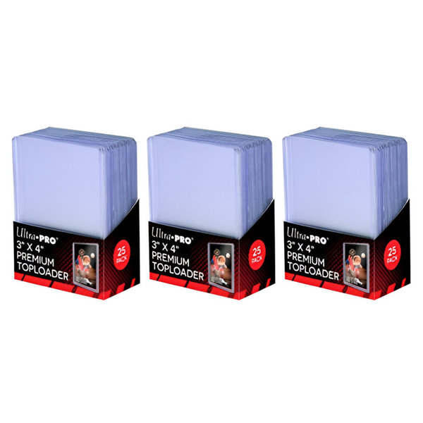 Ultra Pro 3" x 4" Super Clear Premium Toploader Card Protector | 25-Count per Pack | 3-Packs