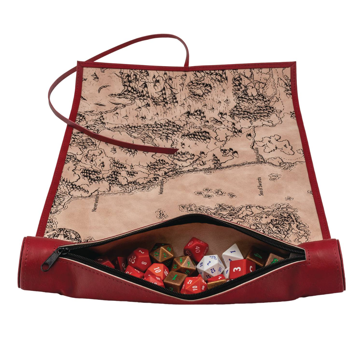 Ultra Pro Dungeons & Dragons Dice Scroll Map Sword Coast Zippered pouch holds 20+ RPG dice UPI-19360