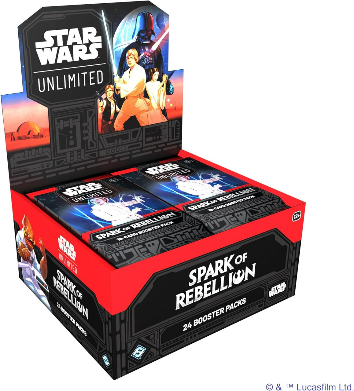 Star Wars Unlimited Tcg Spark Of Rebellion Booster Display, Set Of 24 Booster Packs, Trading Card Game For Kids and Adults For Ages 12+ For 2+ Players With 20 Min Playtime SWH0102en