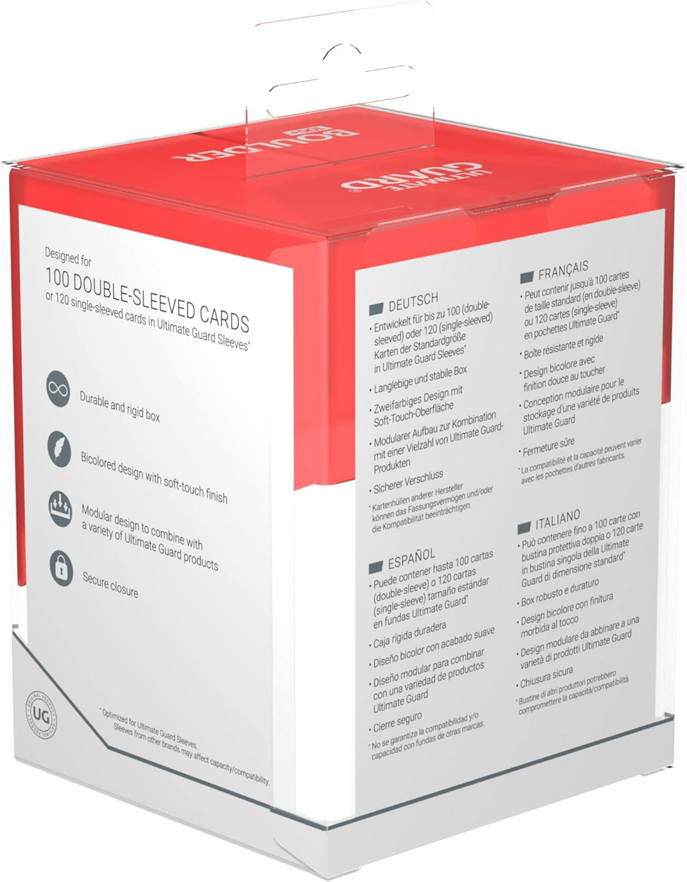 Ultimate Guard Deck Case Boulder Synergy Red White 100Ct UGD011333