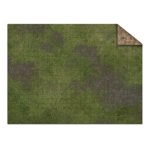 Monster Fight Club Scenery Neoprene Game Mat with Adventure Grid 44''x30'' Inches Broken Grassland Desert Scrubland MFC-20204