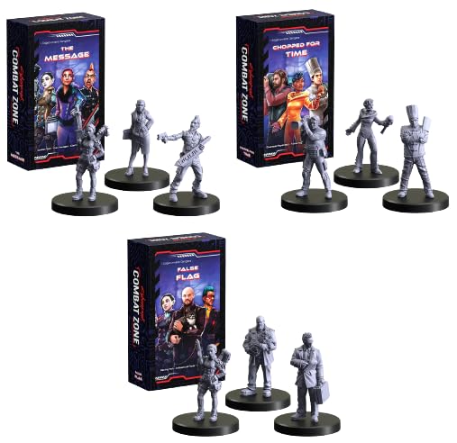 Monster Fight Club Cyberpunk Red Combat Zone Miniatures Bundle: The Message, Chopped for Time, False Flag Edgerunners Expansions (3 Items)