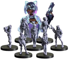 Monster Fight Club Cyberpunk Red Combat Zone Miniatures Bundle: Law Dogs, The Beat, and Glitching News (3 Items)