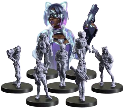 Monster Fight Club Cyberpunk Red Combat Zone Miniatures Bundle: Law Dogs, The Beat, and Glitching News (3 Items)