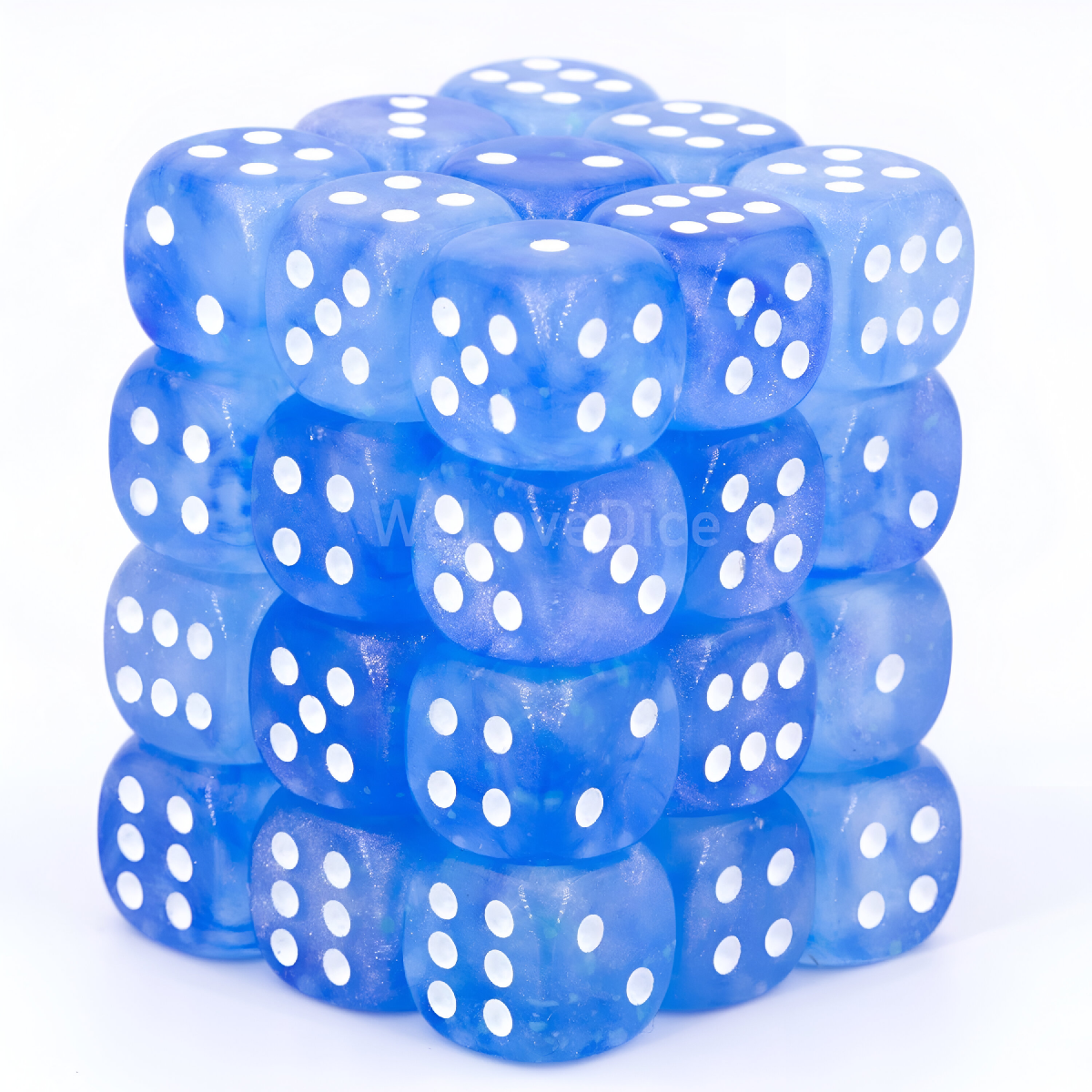 Chessex Borealis 12mm d6 Sky Blue/White Luminary Dice Block (36 dice) (27986) CHX27986