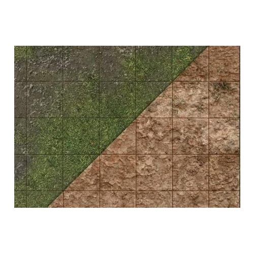 Monster Fight Club Scenery Neoprene Game Mat with Adventure Grid 44''x30'' Inches Broken Grassland Desert Scrubland MFC-20204