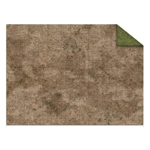 Monster Fight Club Scenery Neoprene Game Mat with Adventure Grid 44''x30'' Inches Broken Grassland Desert Scrubland MFC-20204