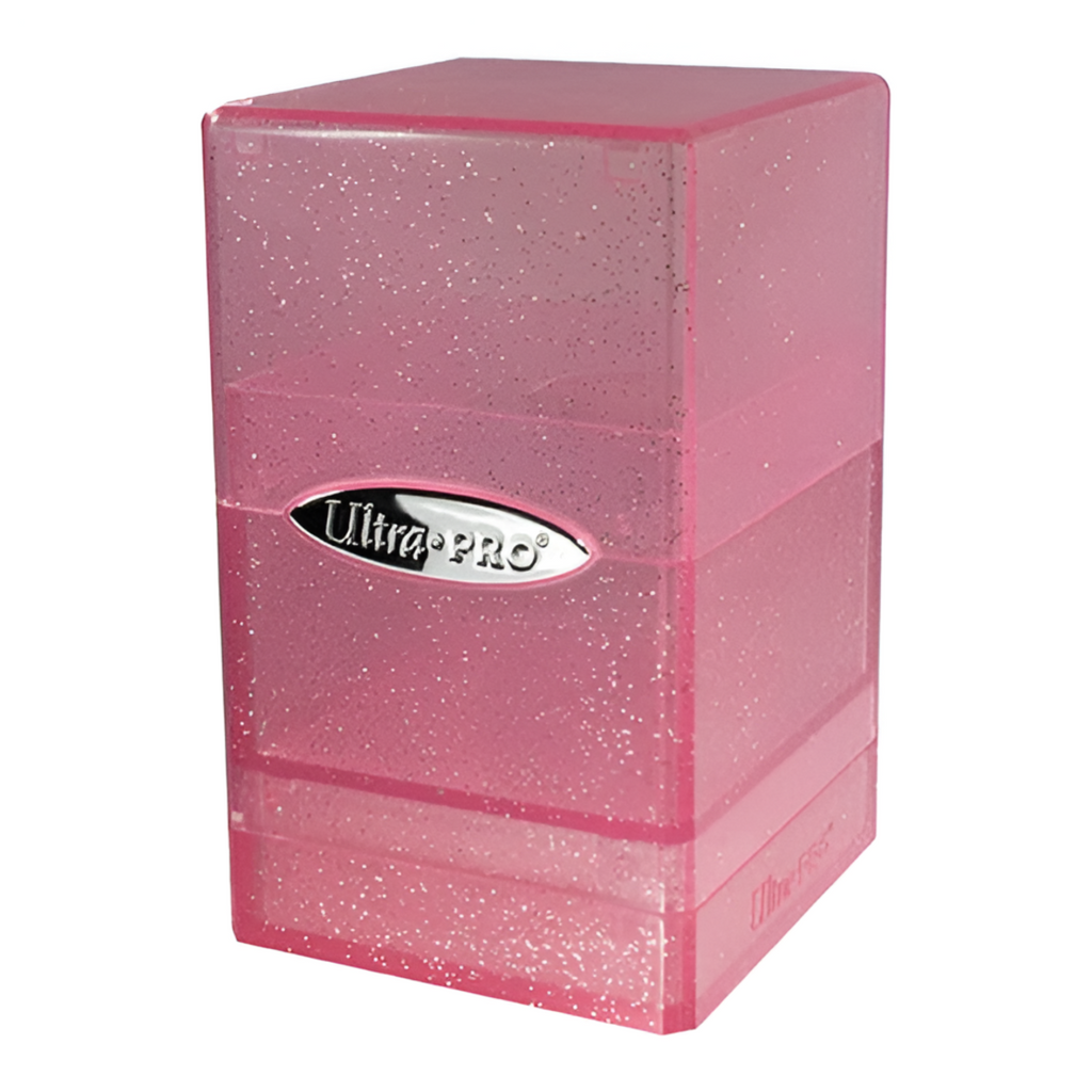 Ultra Pro Ultra Pro Satin Tower Glitter Pink Stores 100+ standard size cards ULPDB15890
