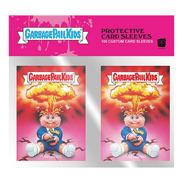 Garbage Pail Kids Premium Card Sleeves | 100 Card Protector Sleeves | 64mm x 89mm Sleeves Fit Standard Size Playing Cards & Collector Cards | Card Sleeve Back Artwork Featuring Adam Bomb Character