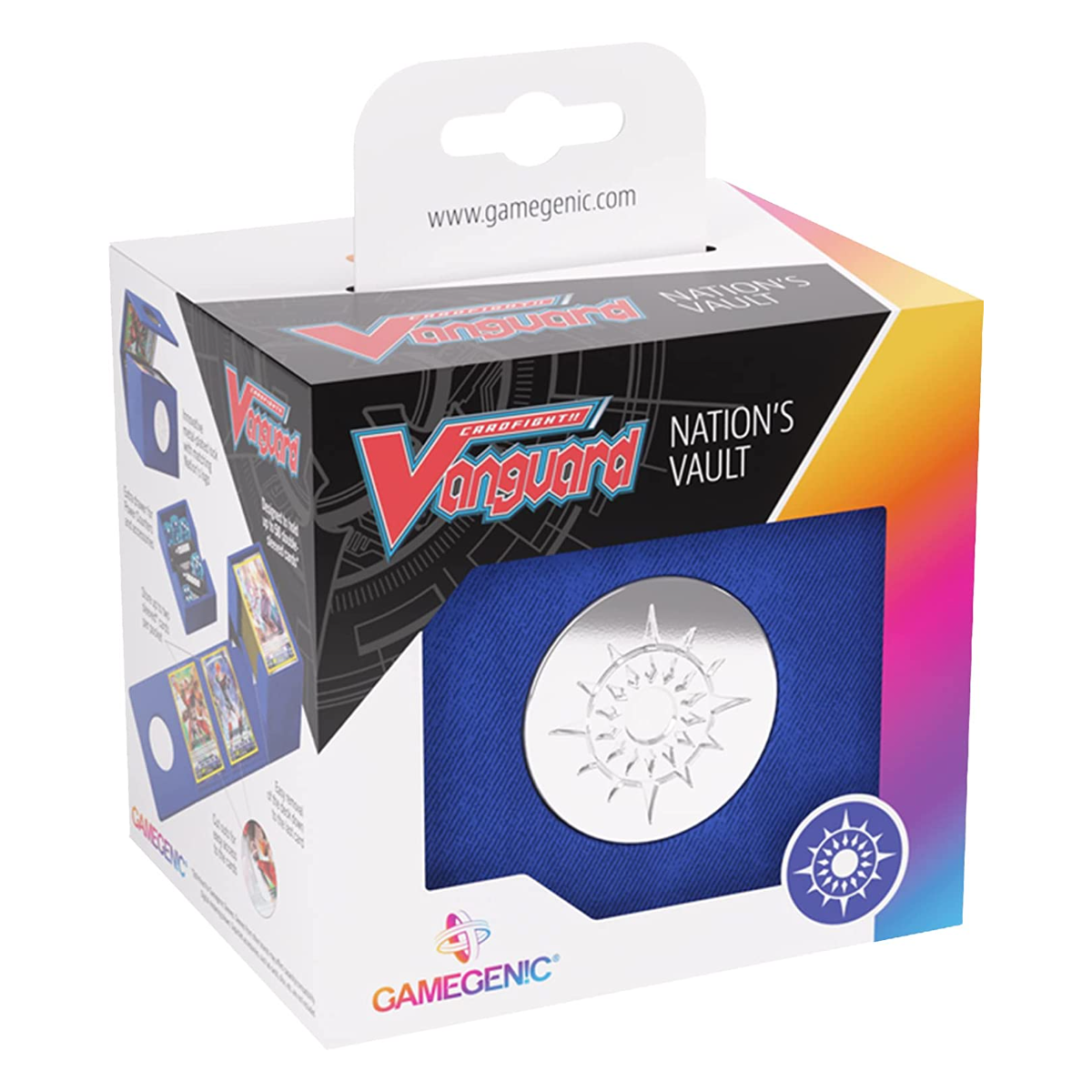 Gamegenic Cardfight Vanguard Nations Vault Dark States Blue Premium Deck Box, Holds Up To 50 Double-Sleeved Cards, Extra Drawer For Power Cters And Accessories GGS20129ML