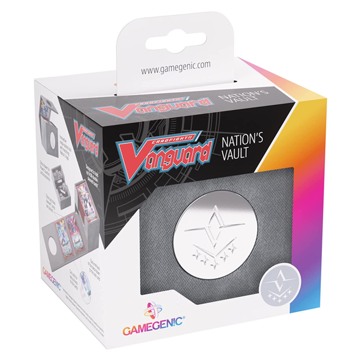 Gamegenic Cardfight Vanguard Nations Vault Brandt Gate Gray, Premium Deck Box, Holds Up To 50 Double-Sleeved Cards, Extra Drawer For Power Cters And Accessories GGS20131ML