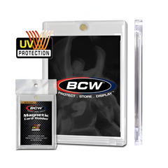 BCW Supplies Magnetic Card Holder 35 Pt Thickness Single Pack Protective Display Card Case with Secure Gold Magnet Closure BCWM35UV