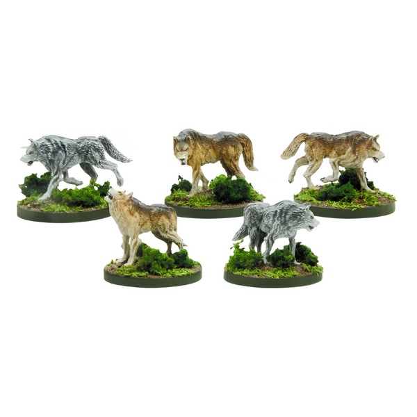 Mythic Earth Tribal Nations Wolves 5 Metal Miniature Figures Set MSMA19