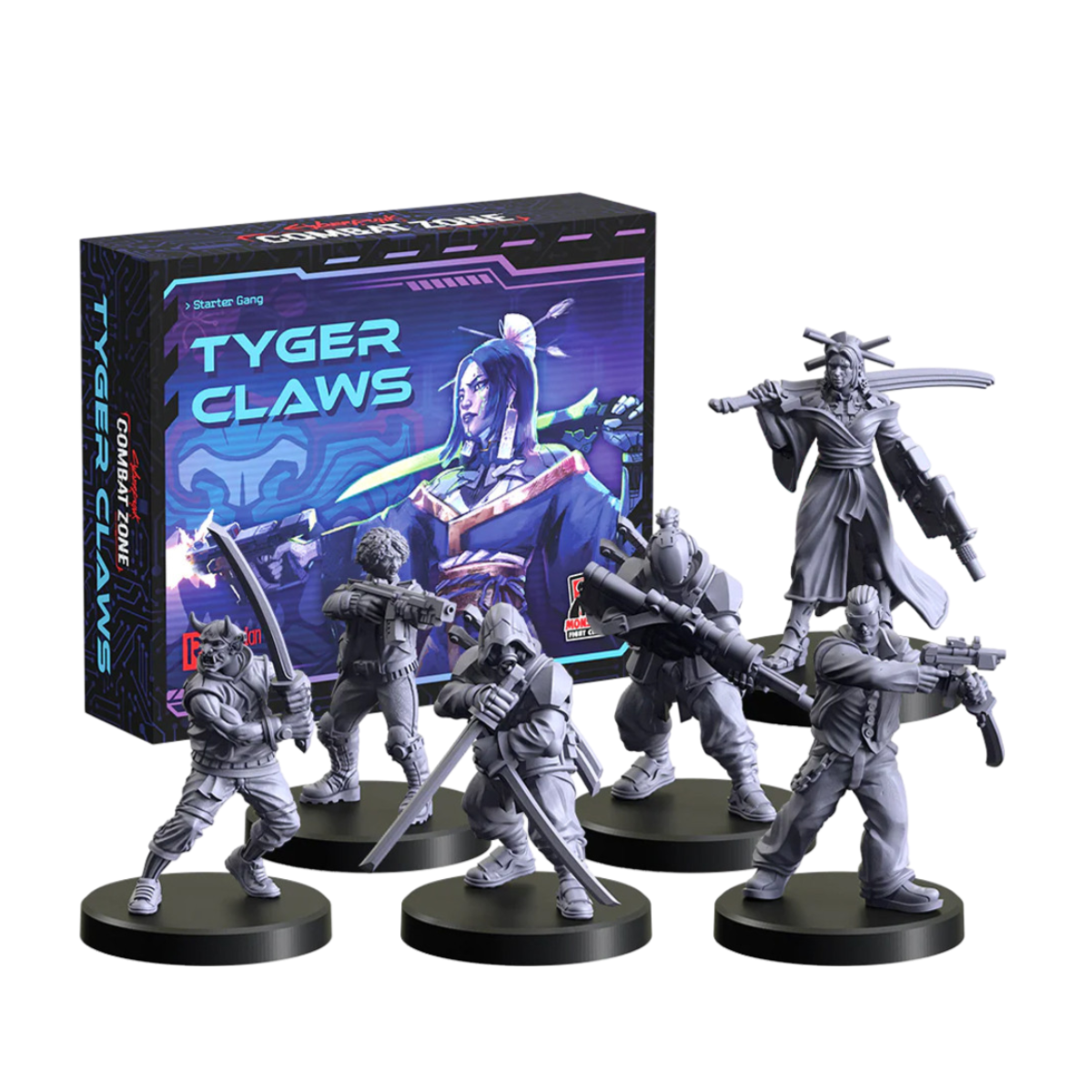Monster Fight Club Cyberpunk Red Combat Zone Miniatures Tyger Claws Starter Gang MFC-45001