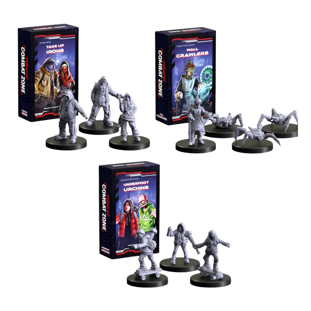 Monster Fight Club Cyberpunk Red Combat Zone Miniatures Bundle: Underfoot Urchins, Wall Crawlers, Take Up Irons (3 Items)
