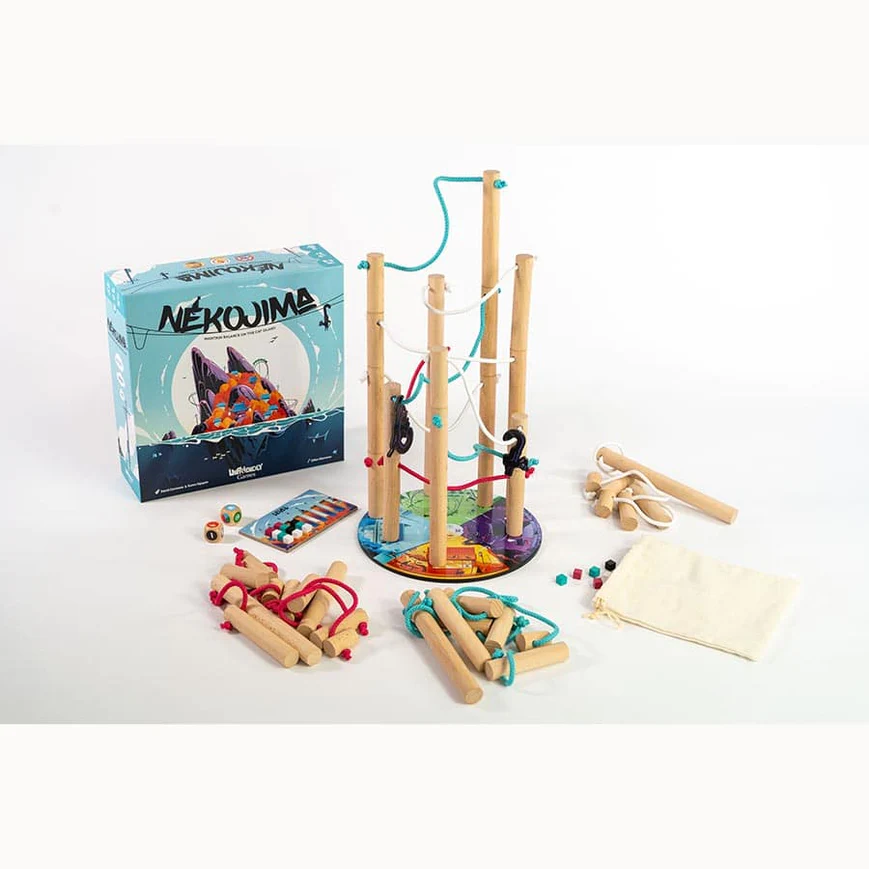 Unfriendly Games Nekojima Cooperative Solitaire Stacking Balancing Wooden Board Game Ages 7 Plus 1 to 5 Players Playtime 15 Minutes HBGUNF002NE