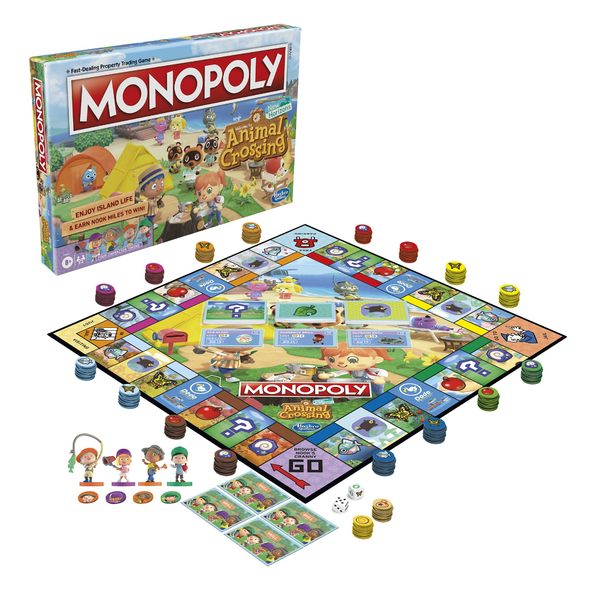 MONOPOLY Animal Crossing New Horizons Edition Board Game for Kids Ages 8 and Up for 2-4 Players